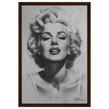 "Marilyn Monroe – Timeless Icon" – Black & White Glamour Portrait Wall Art Print - Framed Canvas - 50x75 cm / 20x30″ - Dark wood frame