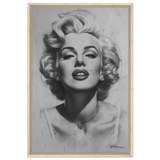 "Marilyn Monroe – Timeless Icon" – Black & White Glamour Portrait Wall Art Print - Framed Canvas - 60x90 cm / 24x36″ - Wood frame