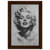 "Marilyn Monroe – Timeless Icon" – Black & White Glamour Portrait Wall Art Print - Framed Canvas - 20x30 cm / 8x12″ - Dark wood frame