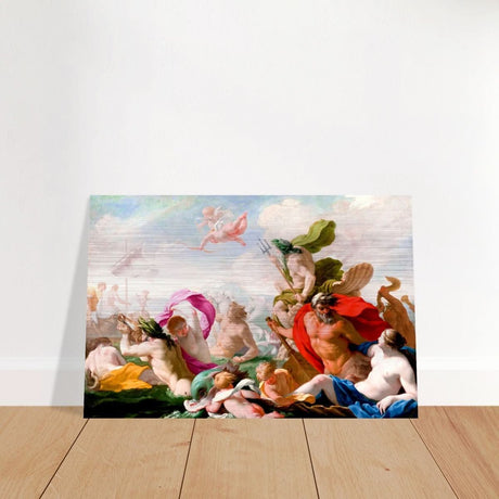 Marine Gods Paying Homage to Love by Eustache Le Sueur 1499 | Vintage wall art print - Brushed Aluminum Print - 30x45 cm / 12x18″ - 