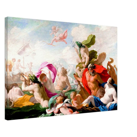 Marine Gods Paying Homage to Love by Eustache Le Sueur 1499 | Vintage wall art print - Canvas - 50x75 cm / 20x30″ - 