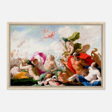 Marine Gods Paying Homage to Love by Eustache Le Sueur 1499 | Vintage wall art print - Framed Canvas - 50x75 cm / 20x30″ - Wood frame