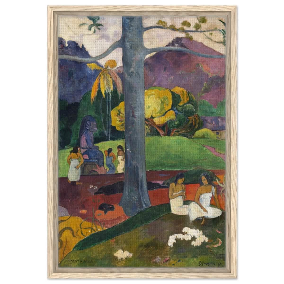 Mata Mua (Once Upon a Time) (1892) by Paul Gauguin | Vintage wall art print - Framed Canvas - 40x60 cm / 16x24″ - Wood frame