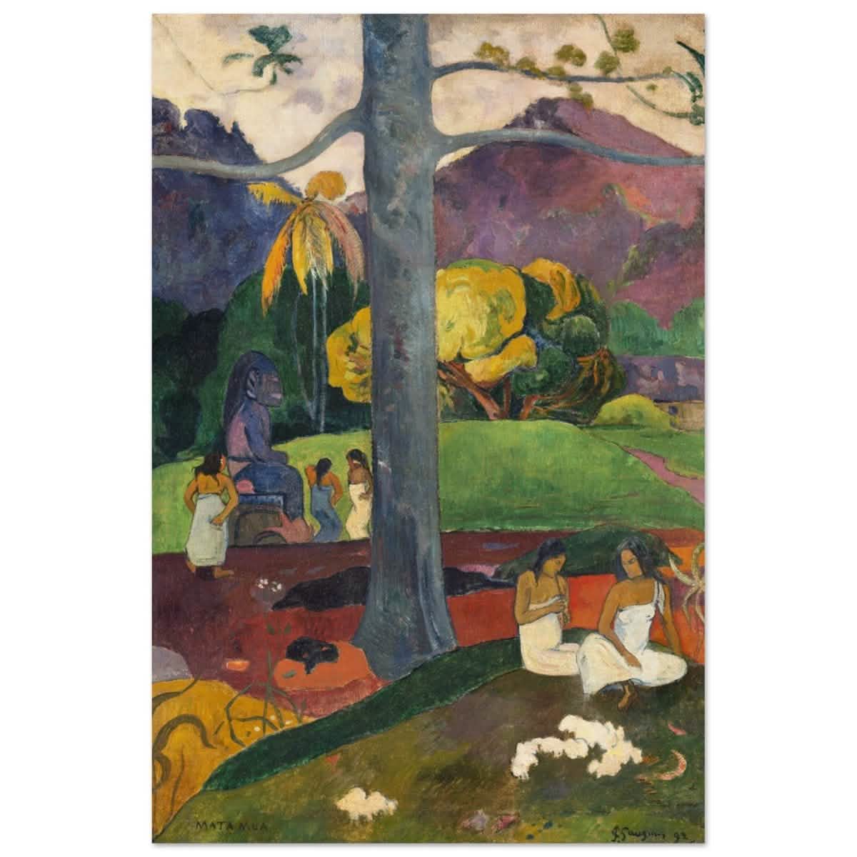 Mata Mua (Once Upon a Time) (1892) by Paul Gauguin | Vintage wall art print - Wood Prints - 50x75 cm / 20x30″ - 
