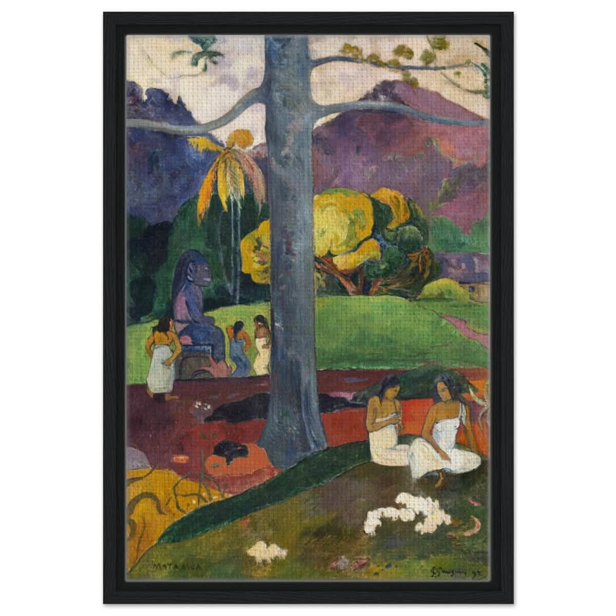 Mata Mua (Once Upon a Time) (1892) by Paul Gauguin | Vintage wall art print - Framed Canvas - 40x60 cm / 16x24″ - Black frame