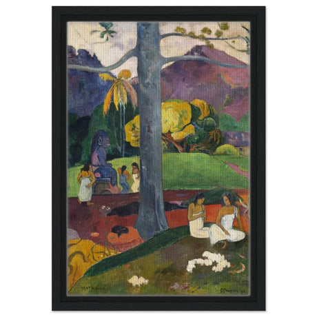 Mata Mua (Once Upon a Time) (1892) by Paul Gauguin | Vintage wall art print - Framed Canvas - 30x45 cm / 12x18″ - Black frame