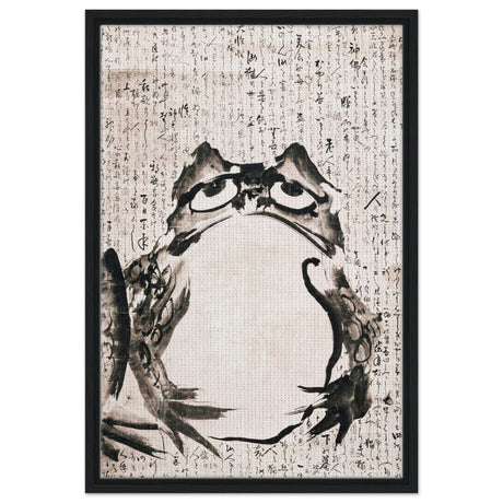 Matsumoto Hoji Art | Japanese Frog Wall Art print - Framed Canvas - 50x75 cm / 20x30″ - Black frame