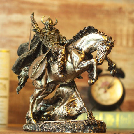 Medieval Warrior Resin Sculpture – Knight, Viking & God of War Armor Statues - Viking Rider - 