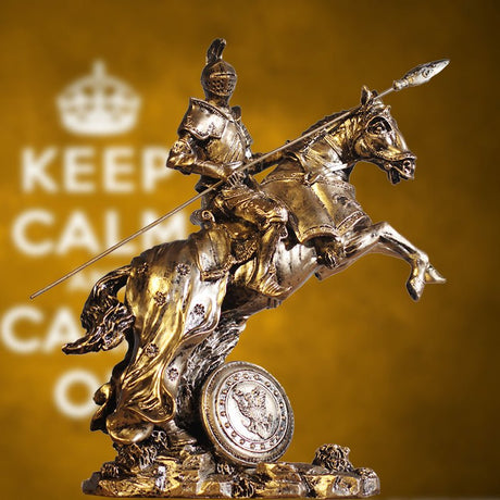 Medieval Warrior Resin Sculpture – Knight, Viking & God of War Armor Statues - Knight of Valor - 