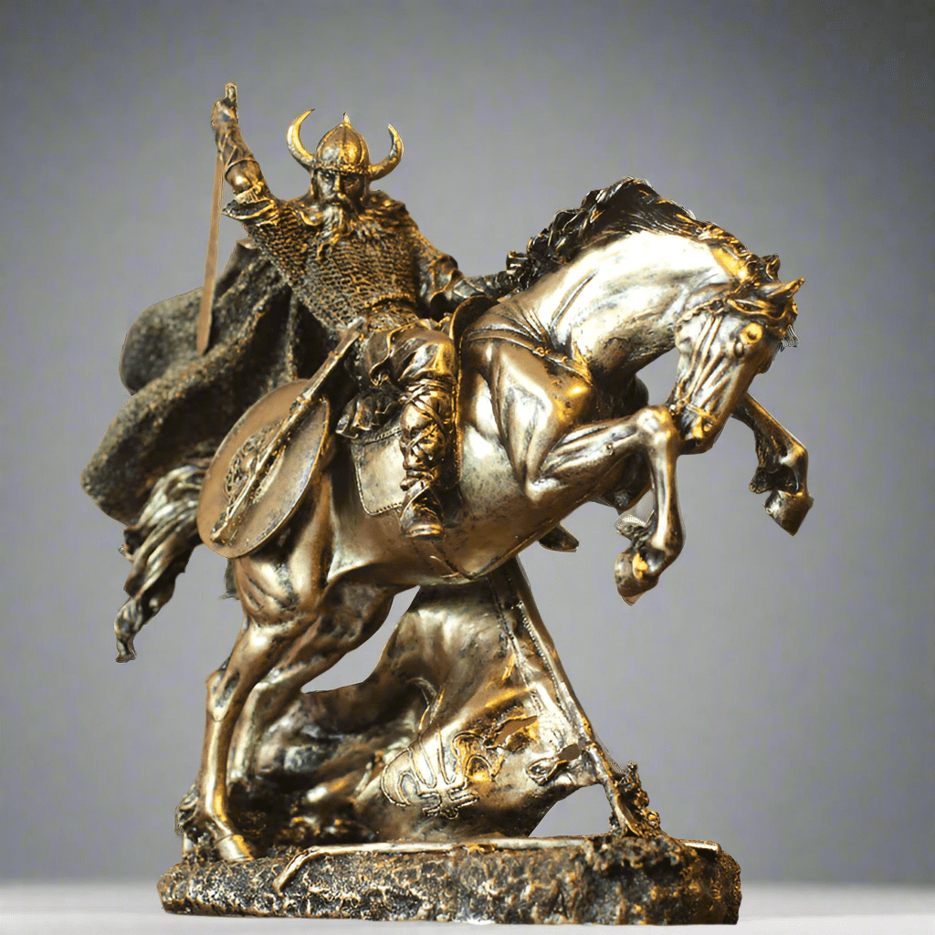 Medieval Warrior Resin Sculpture – Knight, Viking & God of War Armor Statues - Viking Rider - 