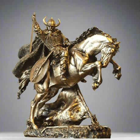 Medieval Warrior Resin Sculpture – Knight, Viking & God of War Armor Statues - Viking Rider - 