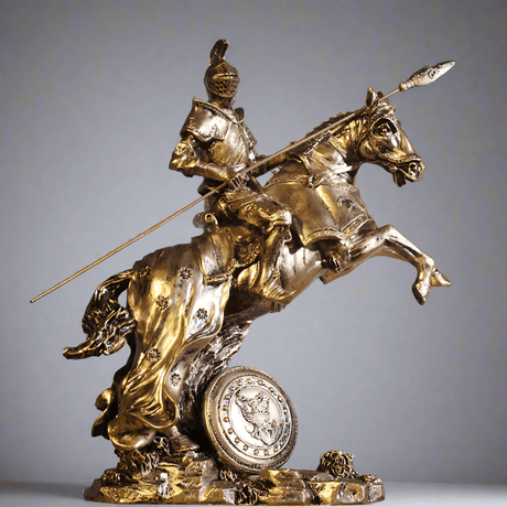 Medieval Warrior Resin Sculpture – Knight, Viking & God of War Armor Statues - Knight of Valor - 