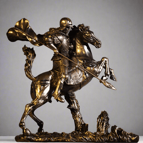 Medieval Warrior Resin Sculpture – Knight, Viking & God of War Armor Statues - Cape Warrior of Glory - 