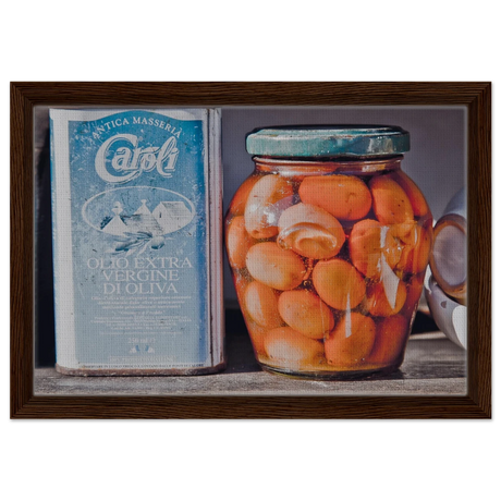 Mediterranean Essence | A Taste of Tradition | Italian Kitchen - 30x45 cm / 12x18″ - Framed Canvas - Dark wood frame