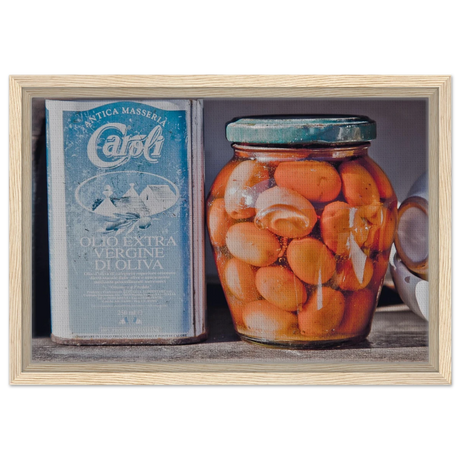 Mediterranean Essence | A Taste of Tradition | Italian Kitchen - 30x45 cm / 12x18″ - Framed Canvas - Wood frame