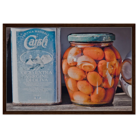 Mediterranean Essence | A Taste of Tradition | Italian Kitchen - 60x90 cm / 24x36″ - Framed Canvas - Dark wood frame