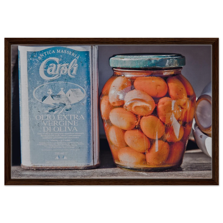 Mediterranean Essence | A Taste of Tradition | Italian Kitchen - 50x75 cm / 20x30″ - Framed Canvas - Dark wood frame