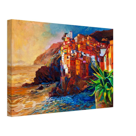 Mediterranean Glow: The Cliffside Hues | Wall art print | Post - Impressionism - Canvas - 30x45 cm / 12x18″ - 