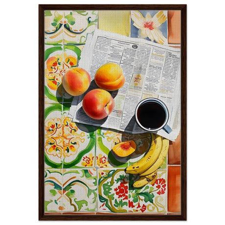 Mediterranean Morning | Contemporary Realism | wall art print - Framed Canvas - 60x90 cm / 24x36″ - Dark wood frame