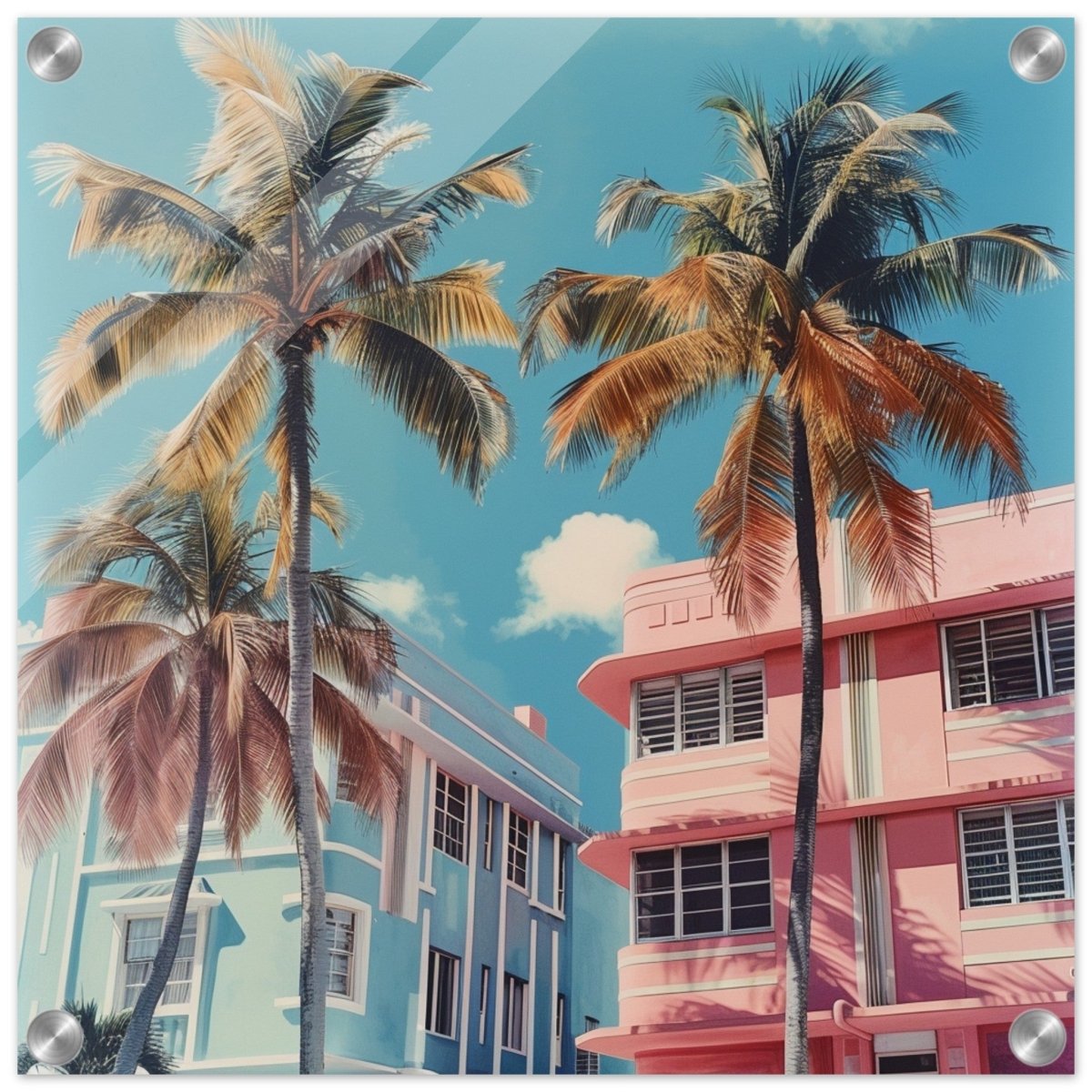 Miami Modernist Charm | Modern Urban Tropical Art - Acrylic Print - 40x40 cm / 16x16″ - 