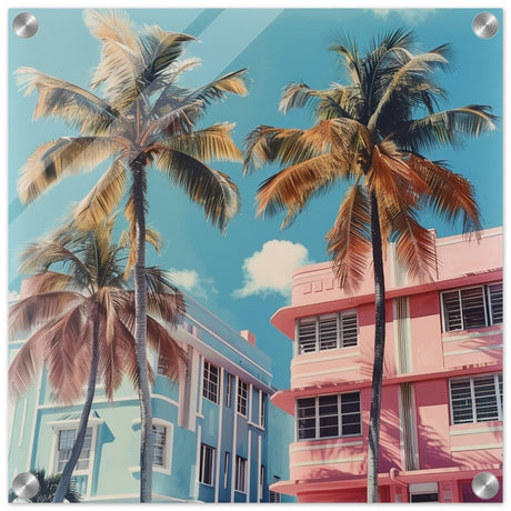 Miami Modernist Charm | Modern Urban Tropical Art - Acrylic Print - 40x40 cm / 16x16″ - 