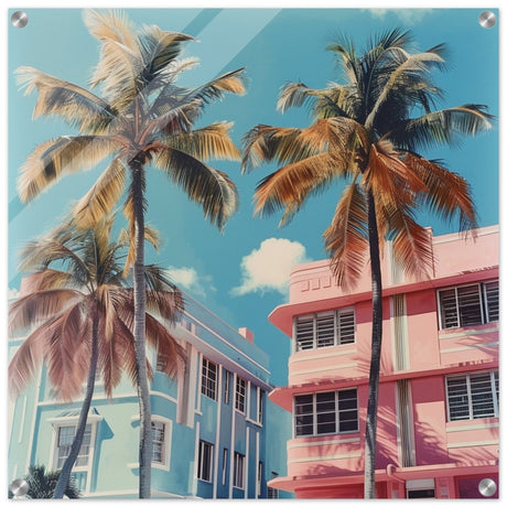 Miami Modernist Charm | Modern Urban Tropical Art - Acrylic Print - 60x60 cm / 24x24″ - 