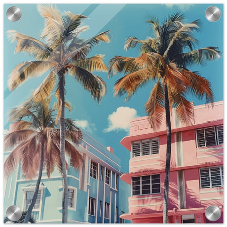 Miami Modernist Charm | Modern Urban Tropical Art - Acrylic Print - 30x30 cm / 12x12″ - 