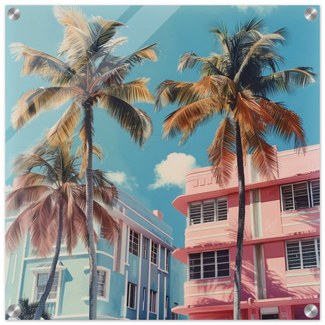 Miami Modernist Charm | Modern Urban Tropical Art - Acrylic Print - 50x50 cm / 20x20″ - 