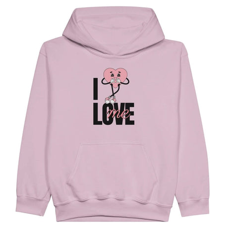 Midweight Fleece Youth Hoodie | I Love Me - XS - Light Pink - 