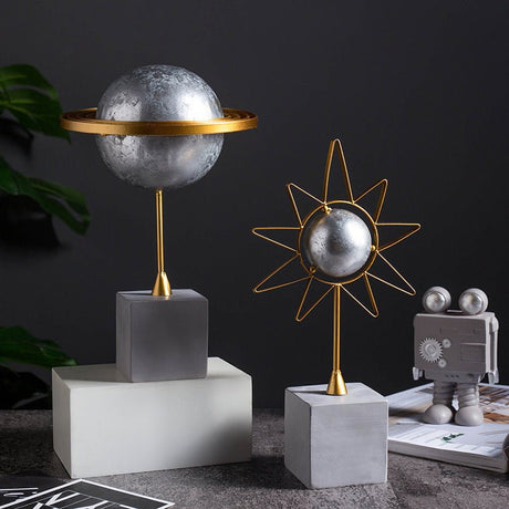 Milky Way Galaxy Resin Ornaments – Nordic Abstract Space Décor - Moon - 