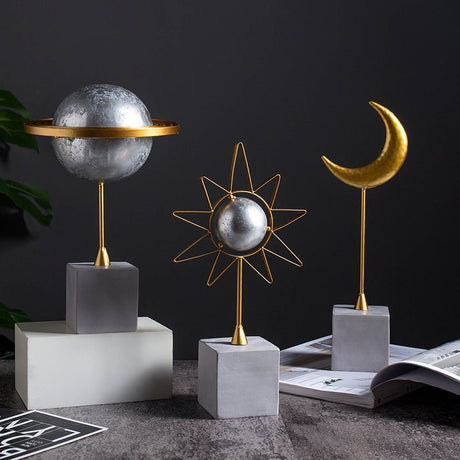Milky Way Galaxy Resin Ornaments – Nordic Abstract Space Décor - Moon - 