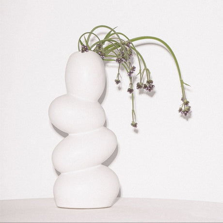 Minimalist Ceramic Pebble Vase – Modern Art Sculpture for Home Décor - Milk white - 