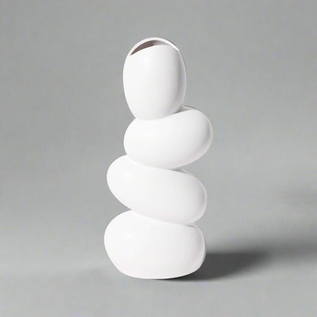 Minimalist Ceramic Pebble Vase – Modern Art Sculpture for Home Décor - Milk white - 