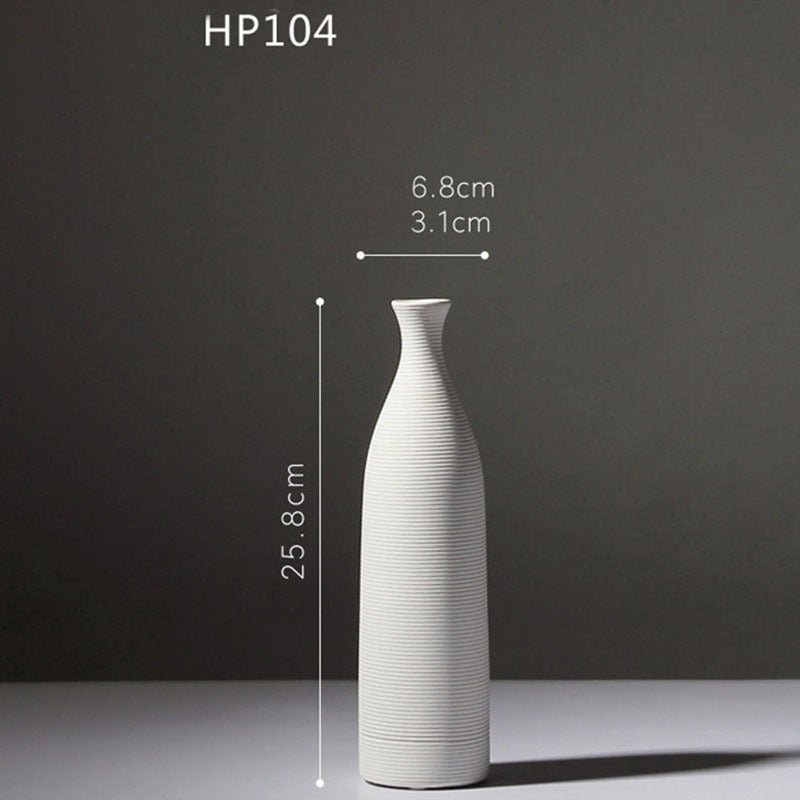 Minimalist Ceramic Vase Collection – Modern White Home Décor Ornaments - HP104 - 