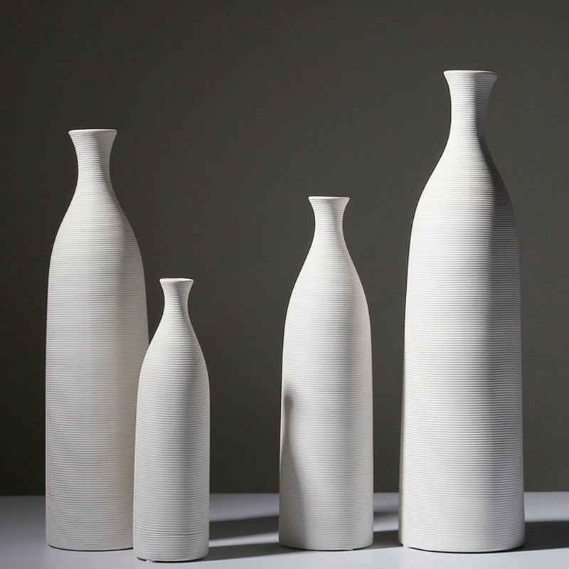 Minimalist Ceramic Vase Collection – Modern White Home Décor Ornaments - HP101 - 