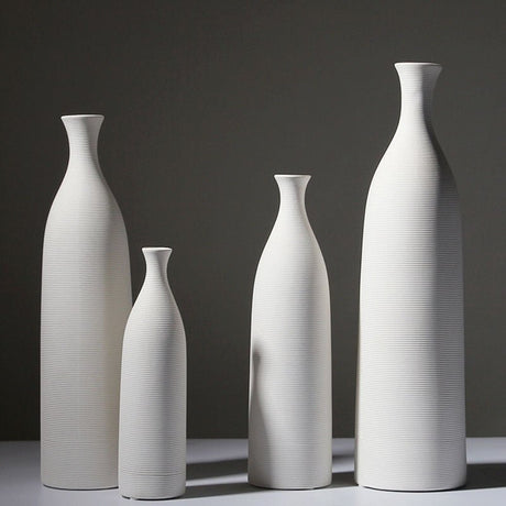 Minimalist Ceramic Vase Collection – Modern White Home Décor Ornaments - HP101 - 