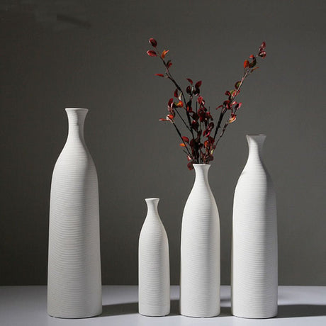 Minimalist Ceramic Vase Collection – Modern White Home Décor Ornaments - HP101 - 