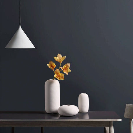 Minimalist White Ceramic Vase Set – Modern Decorative Vases for Home & Office - Set Of Three - 