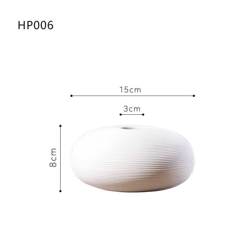 Minimalist White Ceramic Vase Set – Modern Decorative Vases for Home & Office - Wide - 