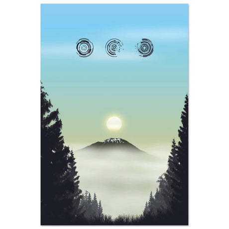 Misty Mountain Awakening | Contemporary Nature Illustration | wall art print - Aluminum Print - 30x45 cm / 12x18″ - 
