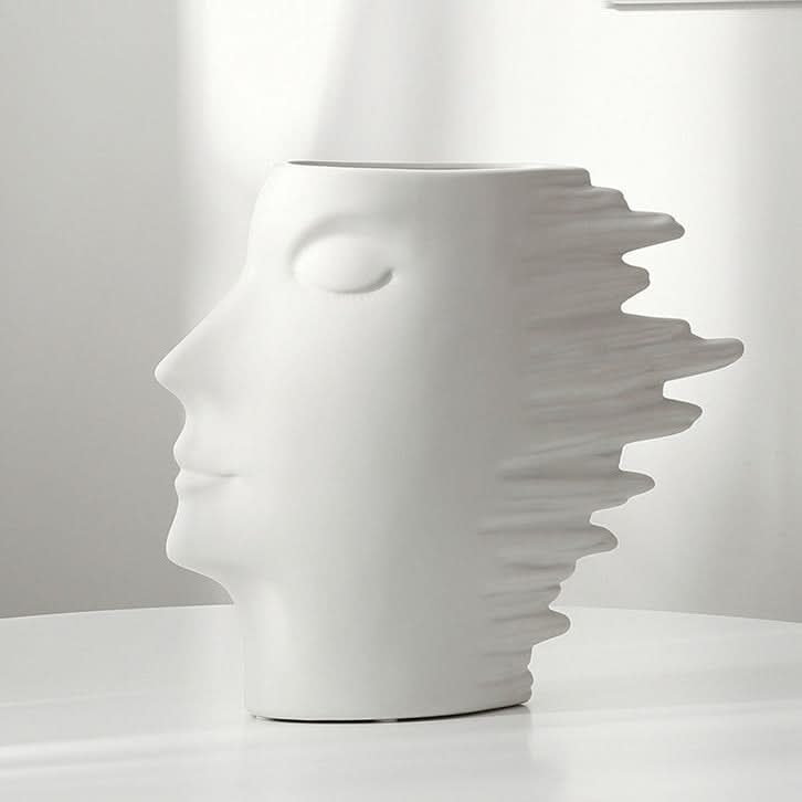 Modern Abstract Silhouette Sculpture – Resin Head Bust for Artistic Interiors - Small White - 
