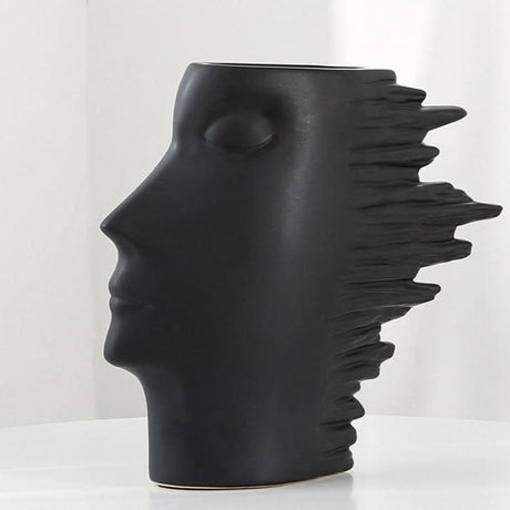 Modern Abstract Silhouette Sculpture – Resin Head Bust for Artistic Interiors - Large Black - 