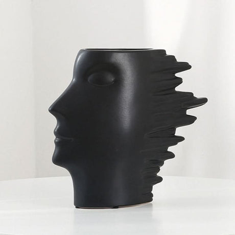 Modern Abstract Silhouette Sculpture – Resin Head Bust for Artistic Interiors - Small Black - 