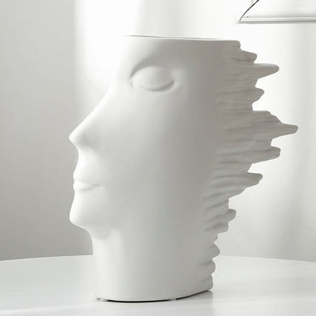 Modern Abstract Silhouette Sculpture – Resin Head Bust for Artistic Interiors - Large White - 