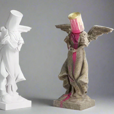 Modern Angel Sculpture – Contemporary Resin Art Décor - Grey - 