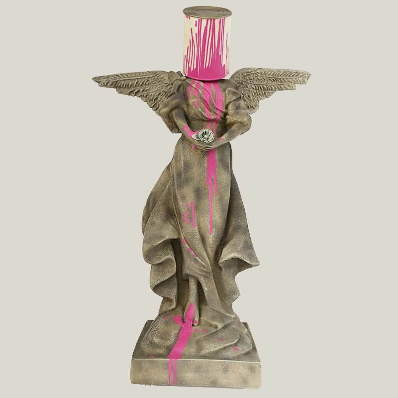 Modern Angel Sculpture – Contemporary Resin Art Décor - Grey - 