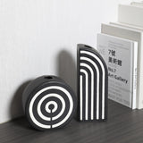 Modern Black and White Striped Ceramic Vase – Geometric Decorative Flower Vase - Rectangular Stripe Vase - 