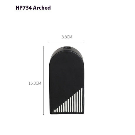 Modern Black and White Striped Ceramic Vase – Geometric Decorative Flower Vase - Full Arch Stripe Vase - 