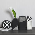 Modern Black and White Striped Ceramic Vase – Geometric Decorative Flower Vase - Rectangular Stripe Vase - 