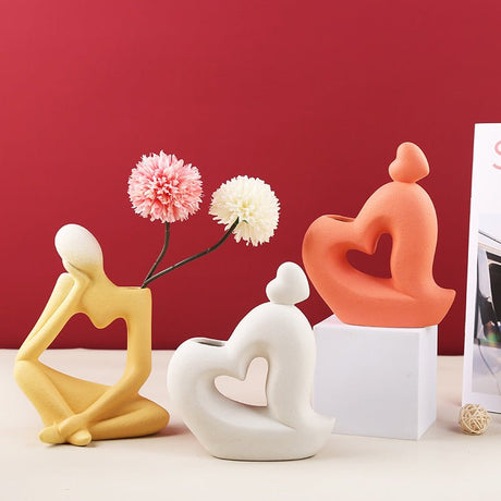 Modern Bohemian Ceramic Vase Collection – Artistic Matte Glaze Home Décor - A - 